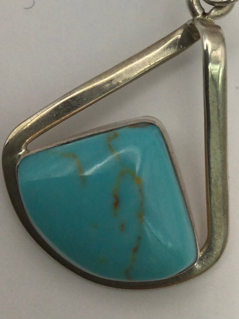 Turquoise Drop Earrings Mexico Sterling