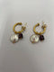 18k Gold Hoop removable coin pearl Pendant Earrings