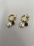 18k Gold Hoop removable coin pearl Pendant Earrings