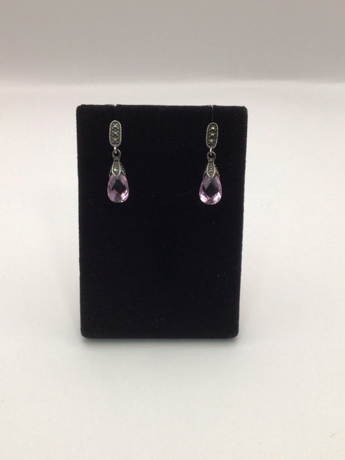Pink Crystal + marcasite Earrings