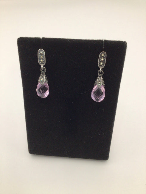 Pink Crystal + marcasite Earrings