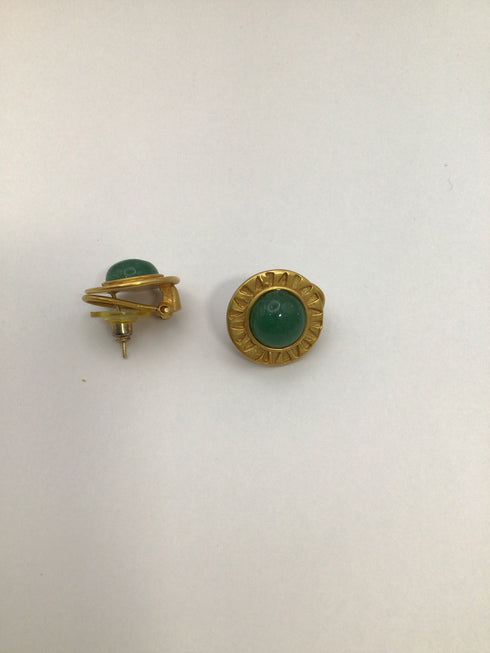 Green Cabochon Earrings