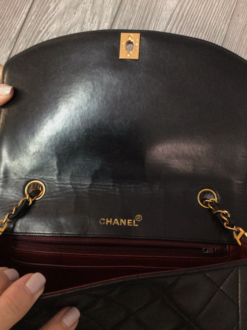 Chanel Quilted Diana Flap Bag Medium Lambskin Leather Vintage