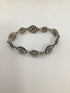 Silver Round flower medallion link Bracelet Vintage
