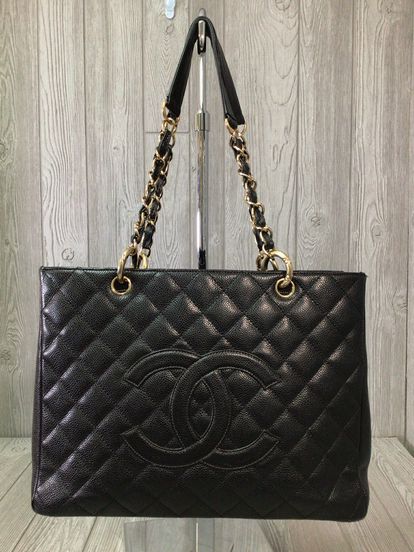 Chanel Grand Shopping Tote Quilted Caviar Leather Vintage GST