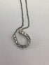 14k White Gold Diamond Horseshoe Pendant Necklace