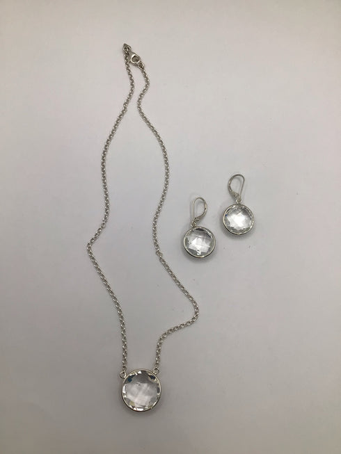 Round Crystal in Silver SET Necklace and Earrings