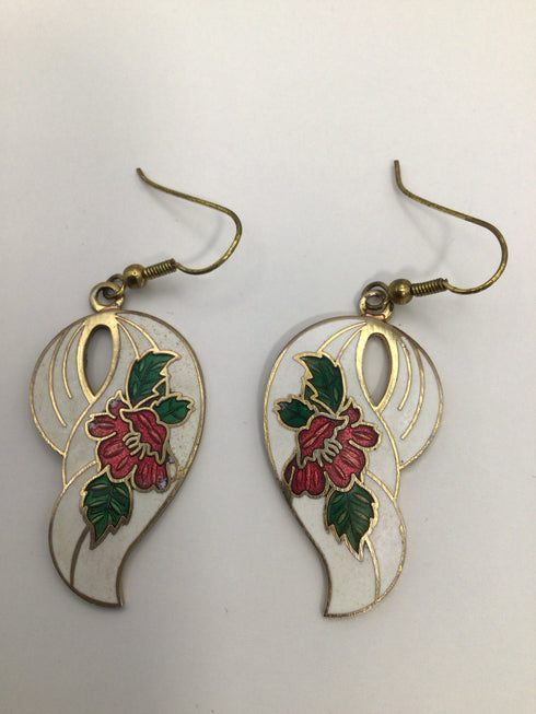 Vintage Cloisonne Drop Earrings