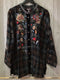 Johnny Was Krysha Velvet Placket Mandarin Shirt Size Large New