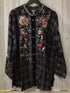 Johnny Was Krysha Velvet Placket Mandarin Shirt Size Large New