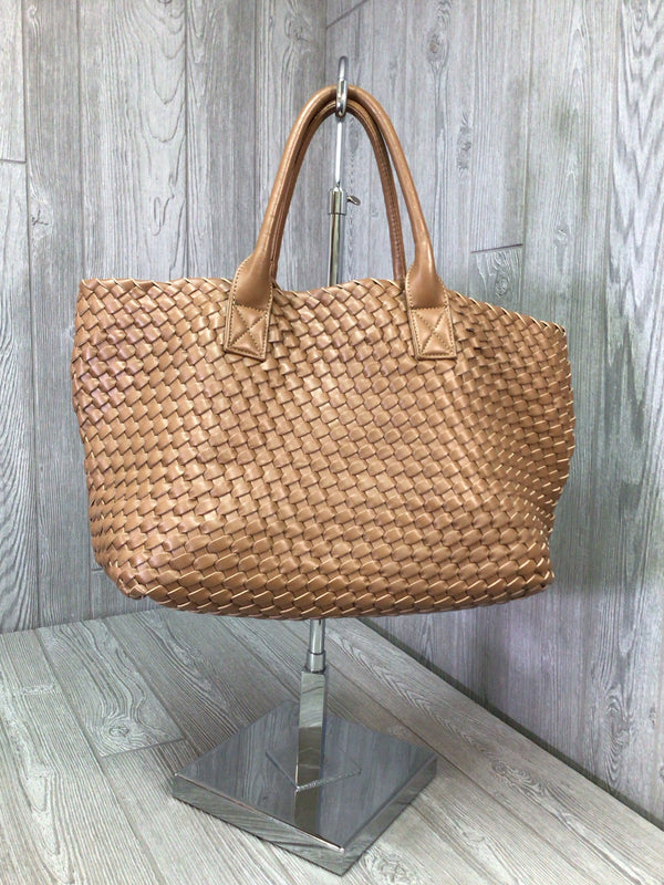 Anthropologie Faux Leather Woven Tote