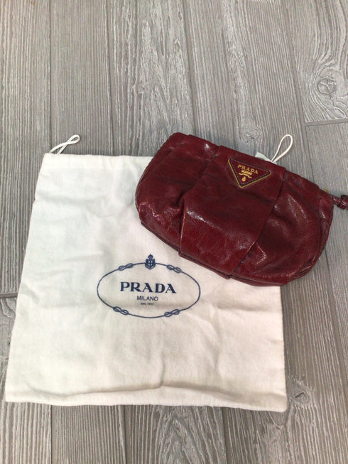 Prada Vitello Shine Leather Pouch Amaranto 1N1422 Pre-owned