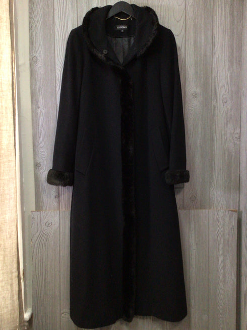 Anne Klein wool bl Coat Size Medium Faux-fur