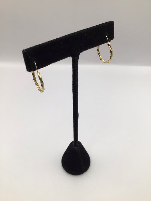 10k Yellow Gold Twisted Hoop 5/8" Vintage Earrings