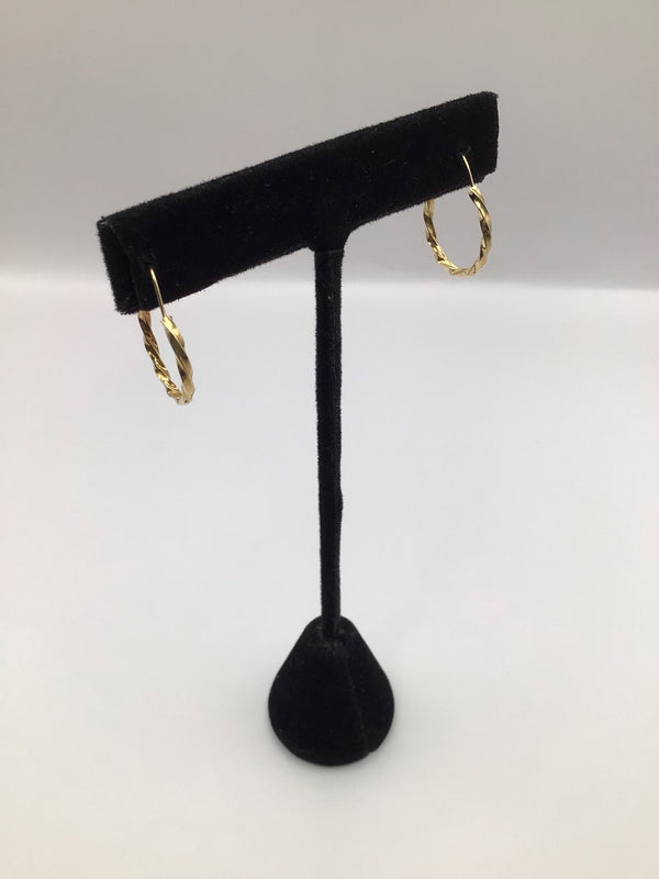 10k Yellow Gold Twisted Hoop 5/8" Vintage Earrings