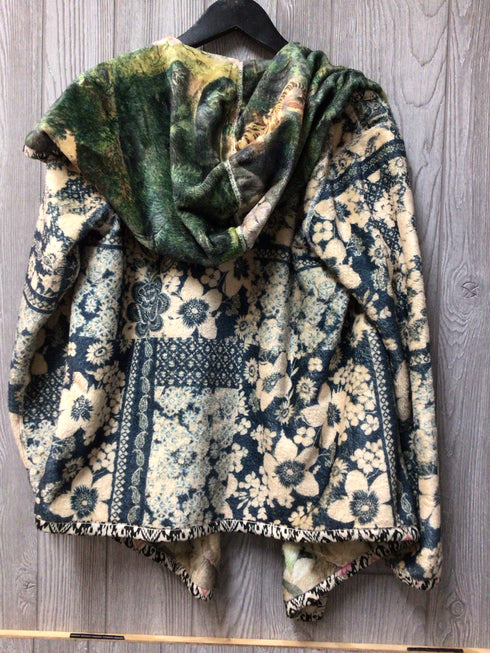 Johnny Was Fleece Reversible Jacket w Hood Size Small