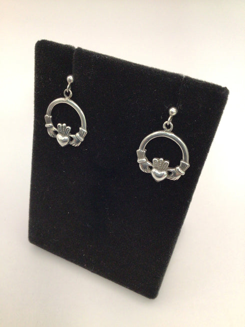 Silver Round Claddah Post Earrings