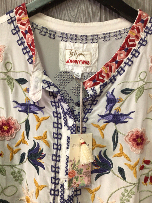 Johnny Was Biya Mariposa Silk Top Size Medium New