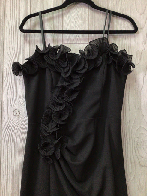 Aqua Scuba Crepe Strapless Midi Ruffle Dress Size 12 New Pre-owned