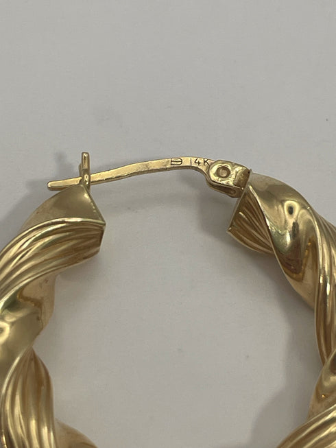 14k Gold Twisted Hoop Earrings