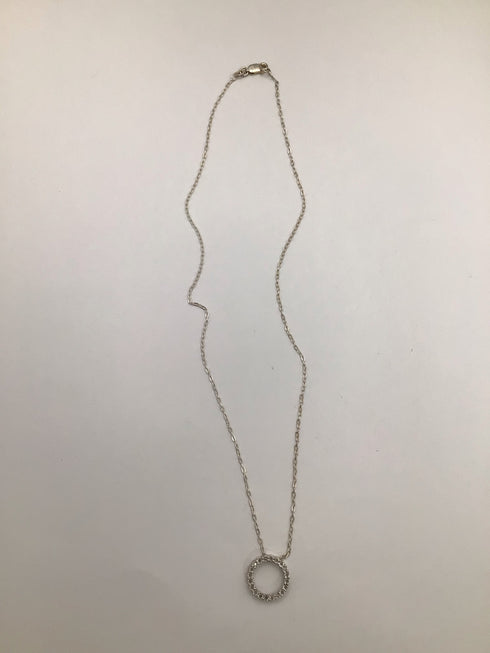 floating Diamond circle sterling Necklace 16"