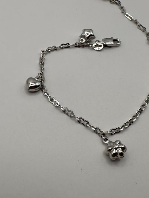 18k White Gold delicate Charm Bracelet