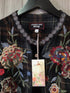 Johnny Was Krysha Velvet Placket Mandarin Shirt Size Large New