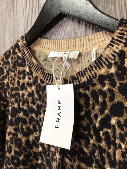 FRAME Leopard Cashmere Cardigan Size Medium New