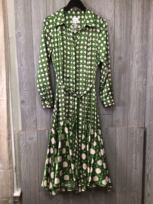 MISA Martine Dress Rattan Tile Mix Satin Size Medium New