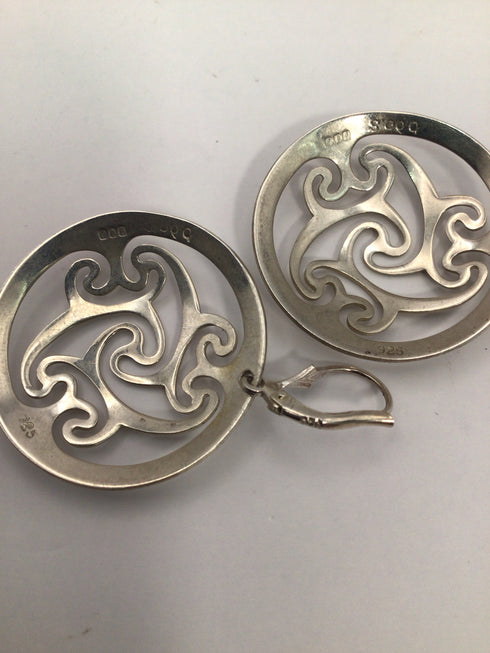 Triskele Silver Drop Earrings