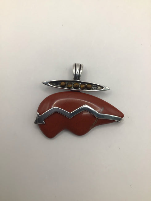 American West Red Jasper Spirit Bear Pendant