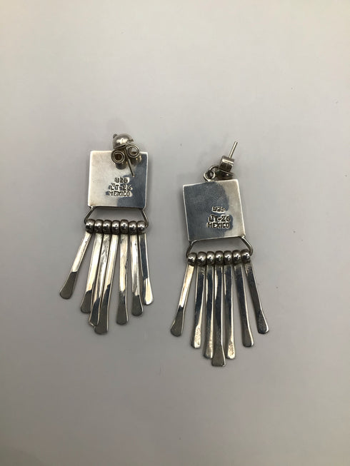 Agate Inlay Stering Earrings