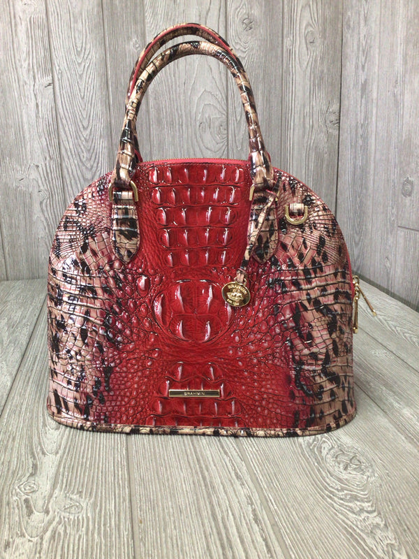 Brahmin Red Satchel Leather Purse