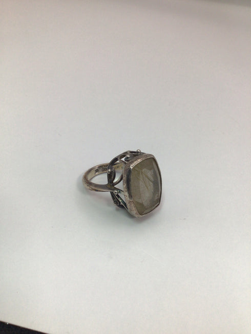Golden Rutilated Quartz Set Earrings + Ring
