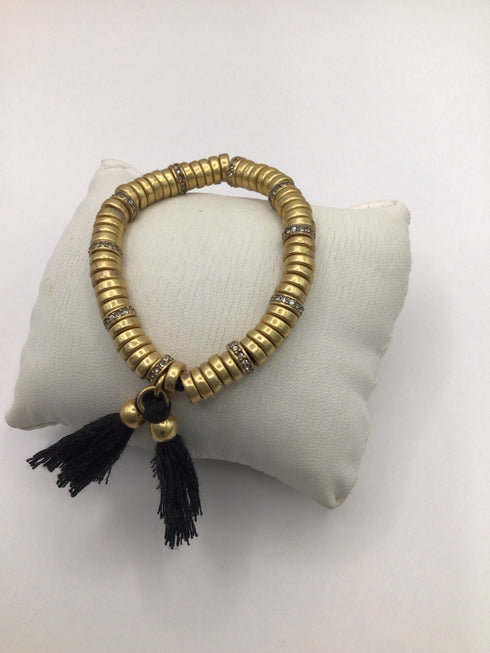 J Crew brass disk + tassle Bracelet