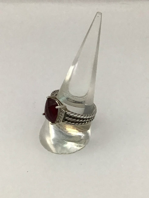 David Yurman Garnet Diamond 3-cable Ring