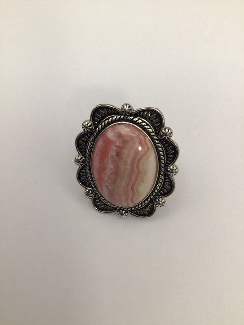 Rhodocrosite in Sterling Ring 7.5 BBJ