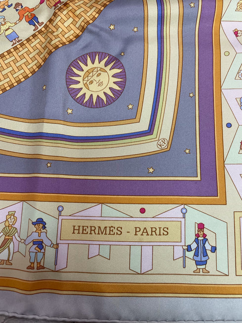 Hermes Donner la Main 2002 Silk Twill Scarf Vintage Lavender