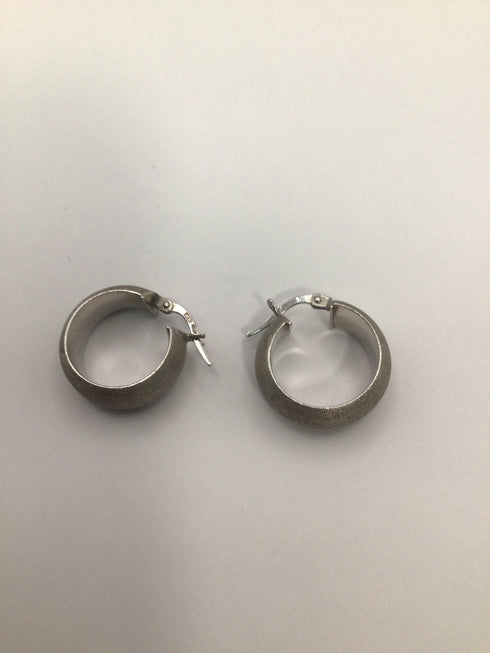 Brushed Silver Hoop Earrings