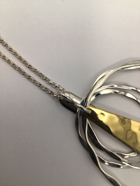 RLM Studio Silver & Brass Pendant Necklace Hammered