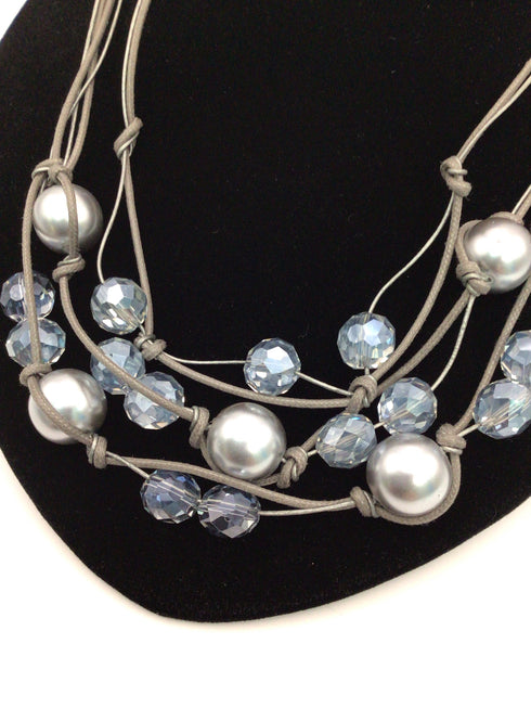Deborah Grivas Silver Faux Pearl Necklace New