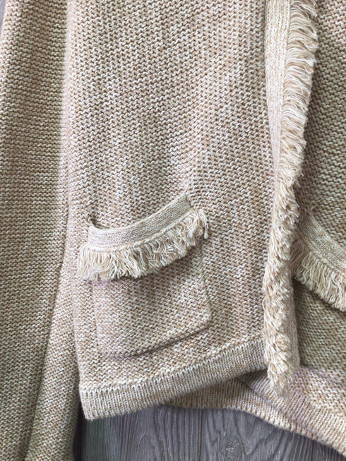 J. McLaughlin Fringe Cardigan Size Small Cotton