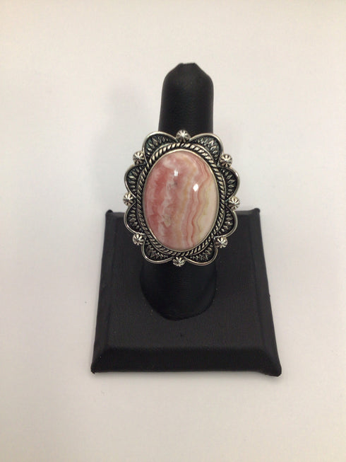 Rhodocrosite in Sterling Ring 7.5 BBJ