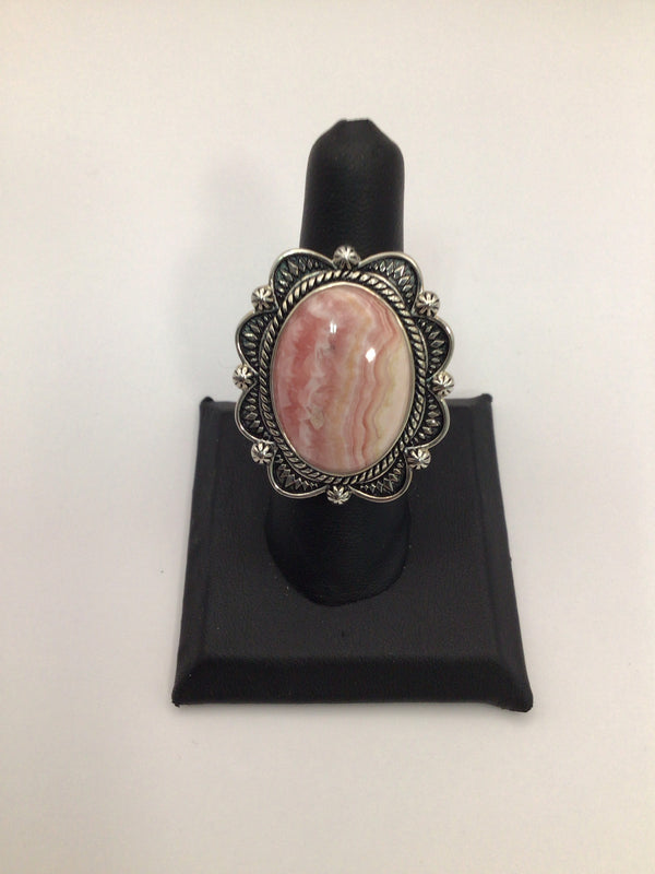 Rhodocrosite in Sterling Ring 7.5 BBJ