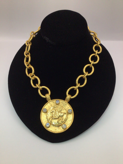 Julie Vos Pegasus Moonstone Medallion Necklace