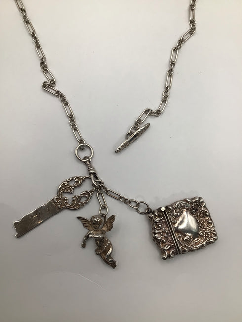 Angel + Prayer Box Pendant Necklace