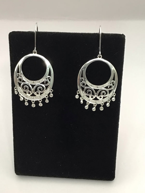 Silver Drop Crystal Earrings