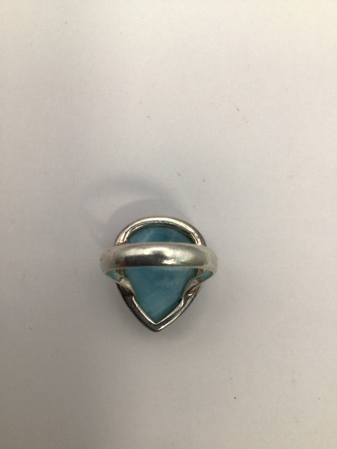 Silver Teardrop Larimar Ring sz 7