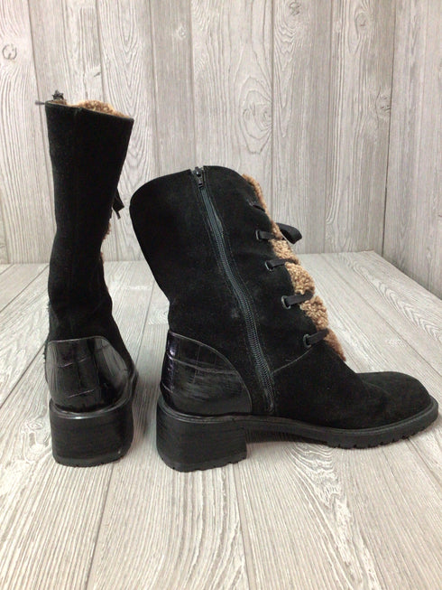 Stuart Weitzman Boots shearling lace-up suede Size 8.5