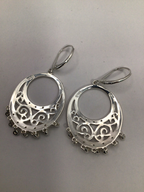 Silver Drop Crystal Earrings